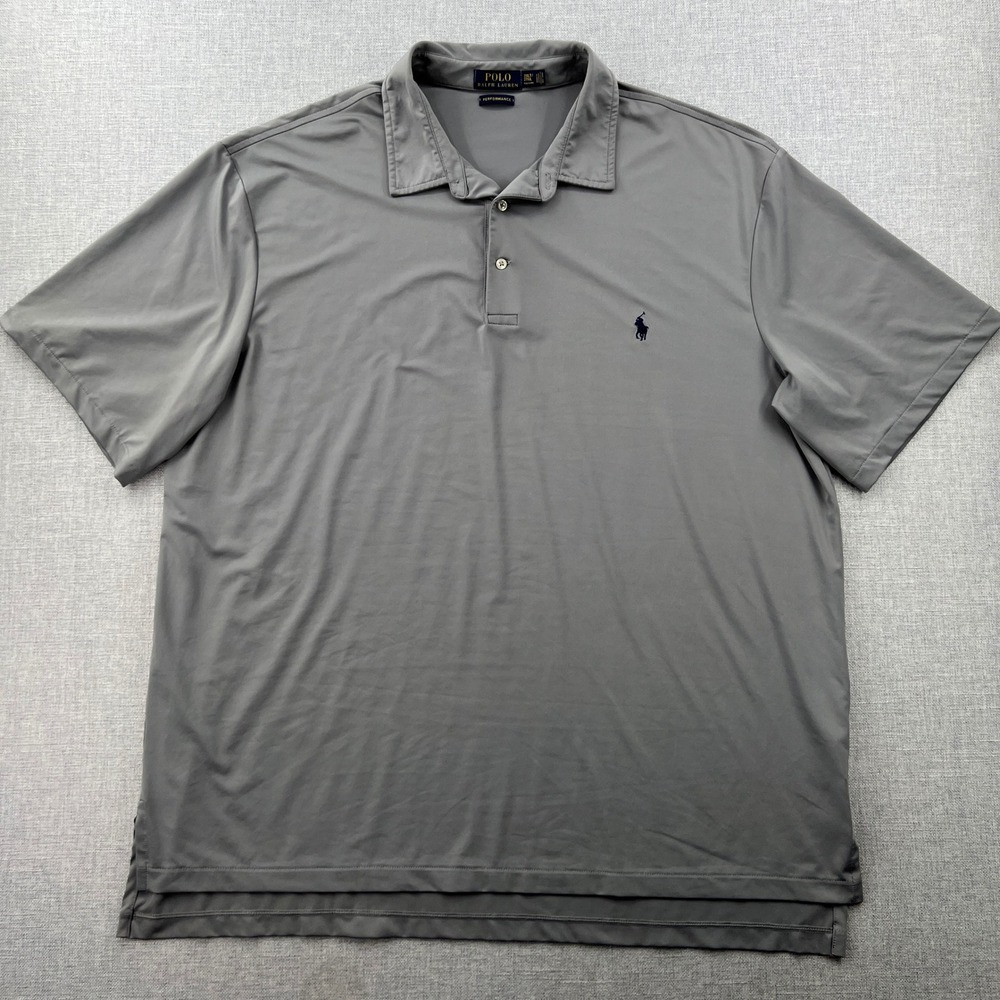 Polo Ralph Lauren Performance Polo Shirt Mens 2XLT Gray Short Sleeve Golf Preppy - Picture 2 of 9